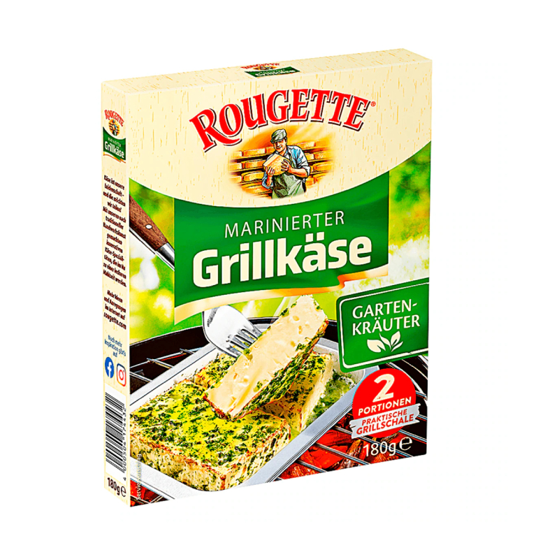 Сир для грилю з садовими травами "Rougette Marinierter Grillkäse Gartenkräuter" – насичений аромат трав та ідеальна текстура для гриля! - фото | Сирна Карта